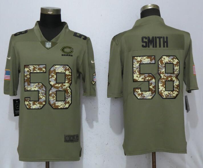 Men Chicago Bears #58 Smith Olive Camo Carson 2017 Salute to Service Limited Nike NFL Jerseys